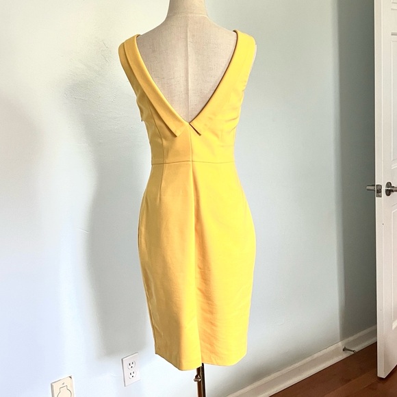 Mohito, Yellow Sheath Dress Draped Neck Back V Cocktail Party Dress EU 36 US 4 - Picture 2 of 10